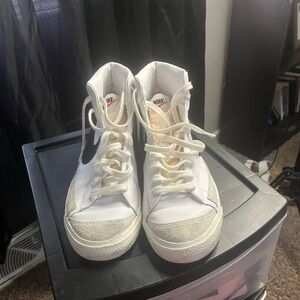 Nike White and Cream High-Top Sneakers